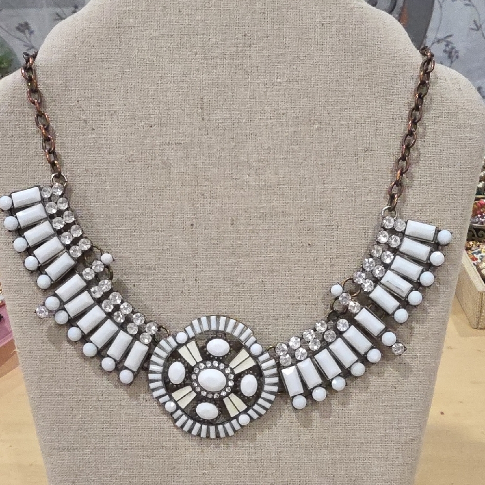 White and Silver Statement Necklace